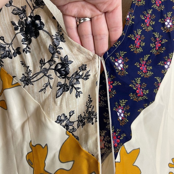 Plenty by Tracy Reese Asymmetric Shift Dress Patchwork Satin Floral Size M NWT - Picture 7 of 12